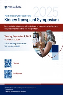 2025 Penn Kidney Transplant Symposium for Nephrology Nurses, Renal Social Workers and Dialysis Unit Technicians Banner